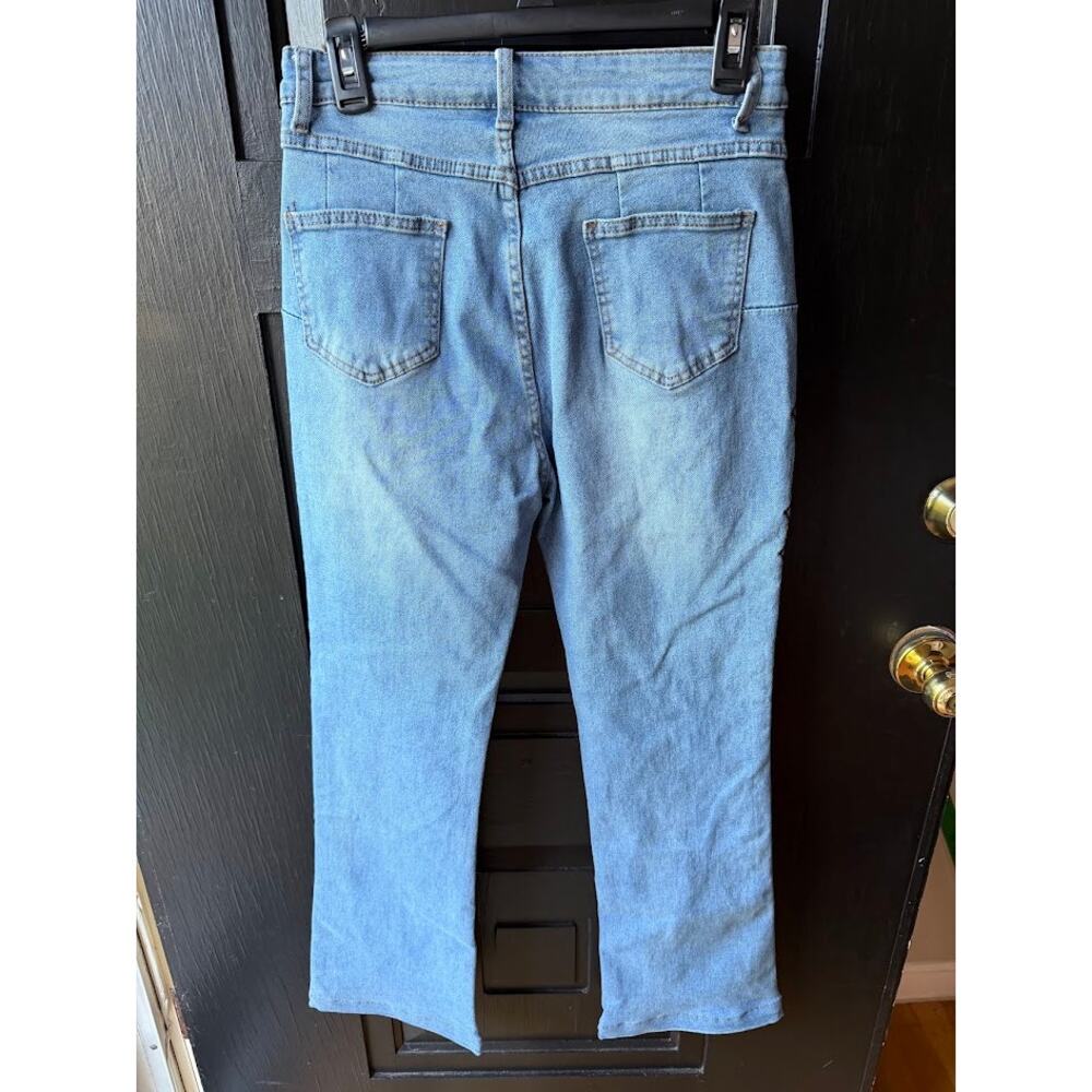 Womens Horse Embroidered High Waist Stretch Jeans Medium Wash M/L Boot Cut - Picture 4 of 9